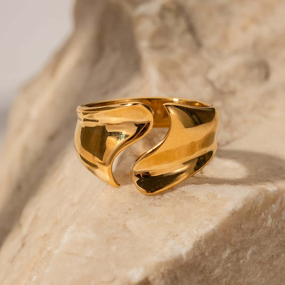 Exaggerated Style 18K Gold Plated Stainless Steel Ring