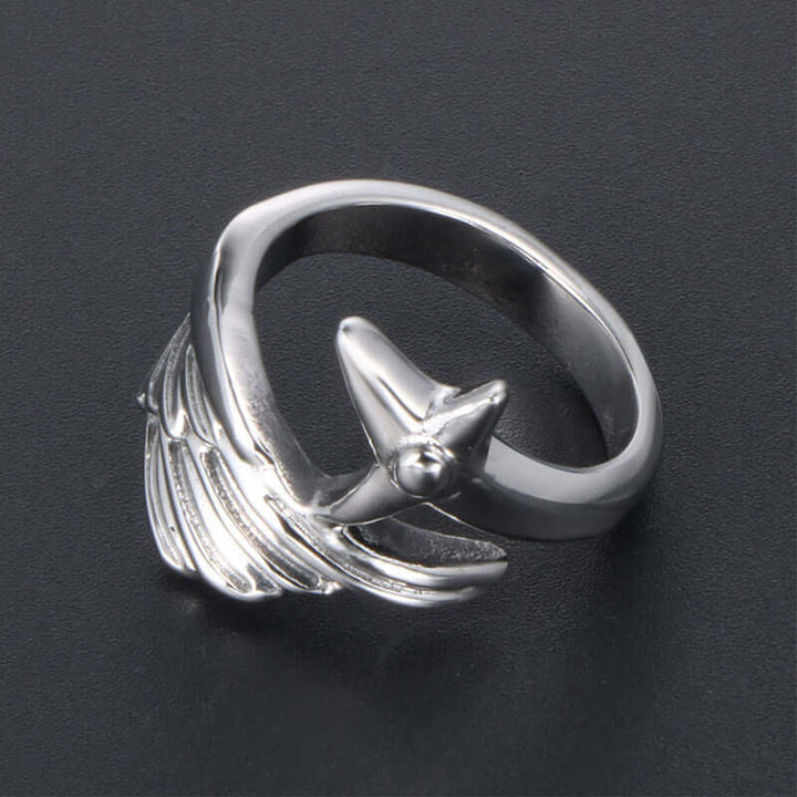 Titanium Steel Angel Wings Feather Fashion Ring