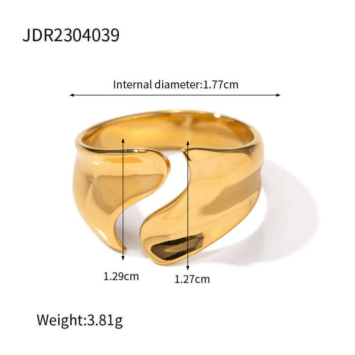 Exaggerated Style 18K Gold Plated Stainless Steel Ring